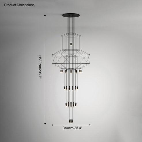 Wire Tiered Sculptural Chandelier