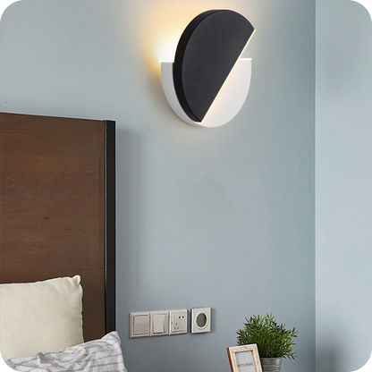 Adjustable Black & White Round Disc Wall Lamps