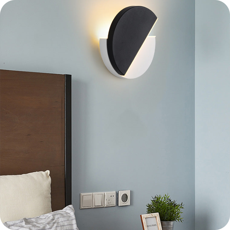 Adjustable Black & White Round Disc Wall Lamps