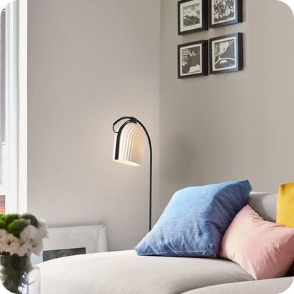 Pleated Arc Floor Lamp for Reading