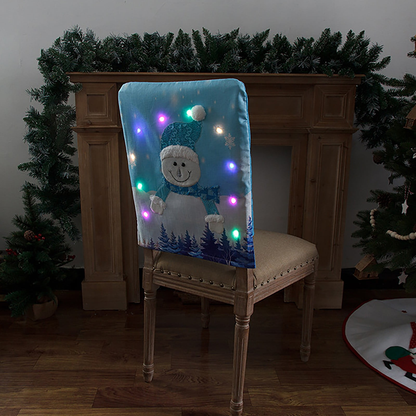 Christmas Funny Gnome Pink Chair Back Cover with LED Light Slipcover Party Decor