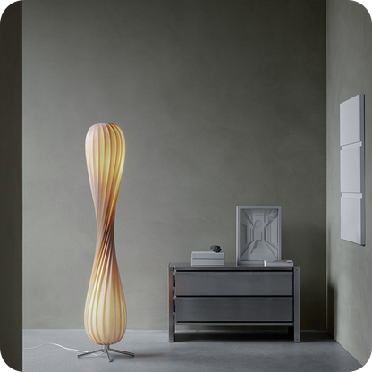 Twisted Tower Wood Floor Lamp