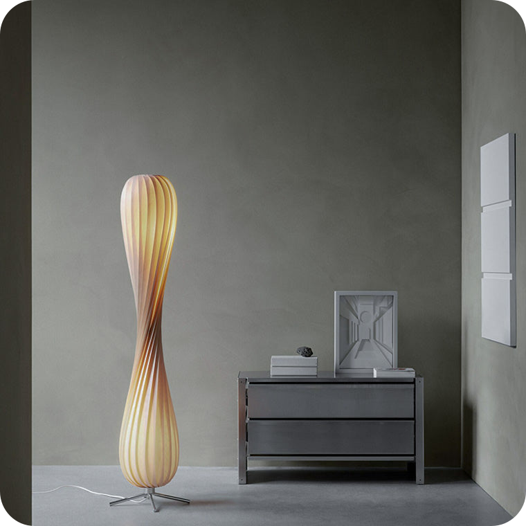 Twisted Tower Wood Floor Lamp