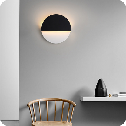 Adjustable Black & White Round Disc Wall Lamps