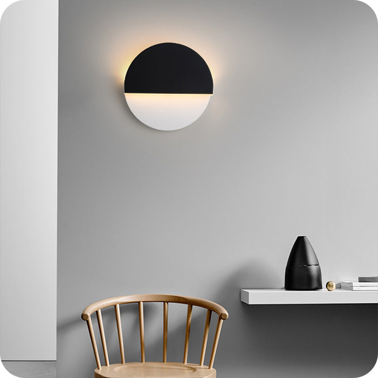 Adjustable Black & White Round Disc Wall Lamps