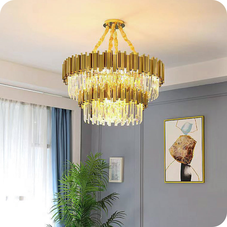 Prism Crystal Tiered Chandelier