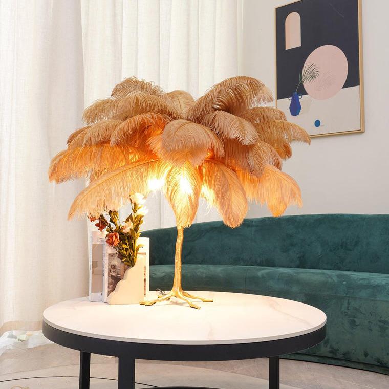 Feather Palm Tree Table Lamp