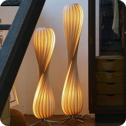 Twisted Tower Wood Floor Lamp