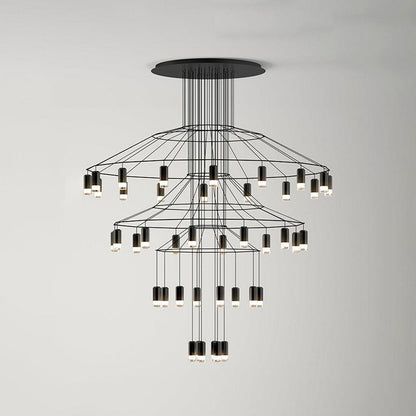 Wire Tiered Sculptural Chandelier