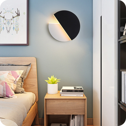 Adjustable Black & White Round Disc Wall Lamps