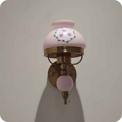 French Pink Glass Wall Sconce