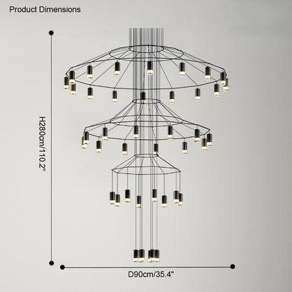 Wire Tiered Sculptural Chandelier