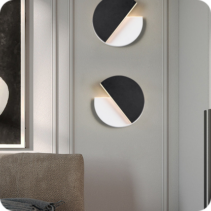 Adjustable Black & White Round Disc Wall Lamps