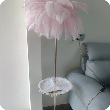 Feather Palm Tree Floor Lamp with Tray