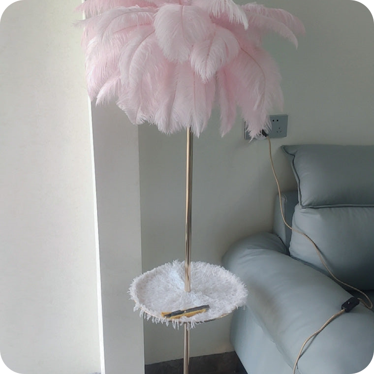 Feather Palm Tree Floor Lamp with Tray