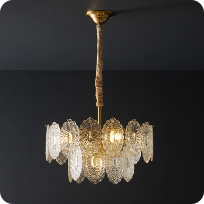 Tiered Textured Glass Chandelier