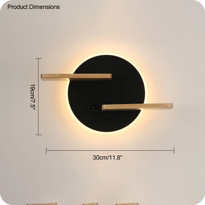 Round Accent Wall Sconce with Shelf, Switch and USB