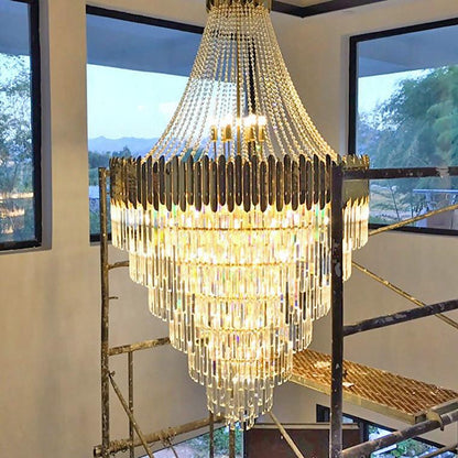 Tiered Gold Crystal Chandelier