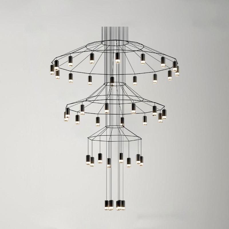 Wire Tiered Sculptural Chandelier