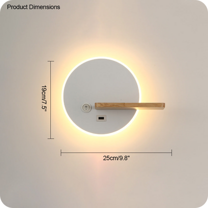 Round Accent Wall Sconce with Shelf, Switch and USB
