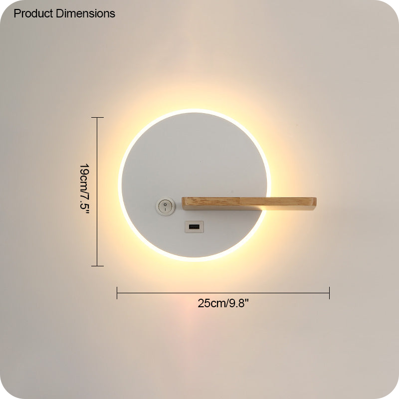 Round Accent Wall Sconce with Shelf, Switch and USB