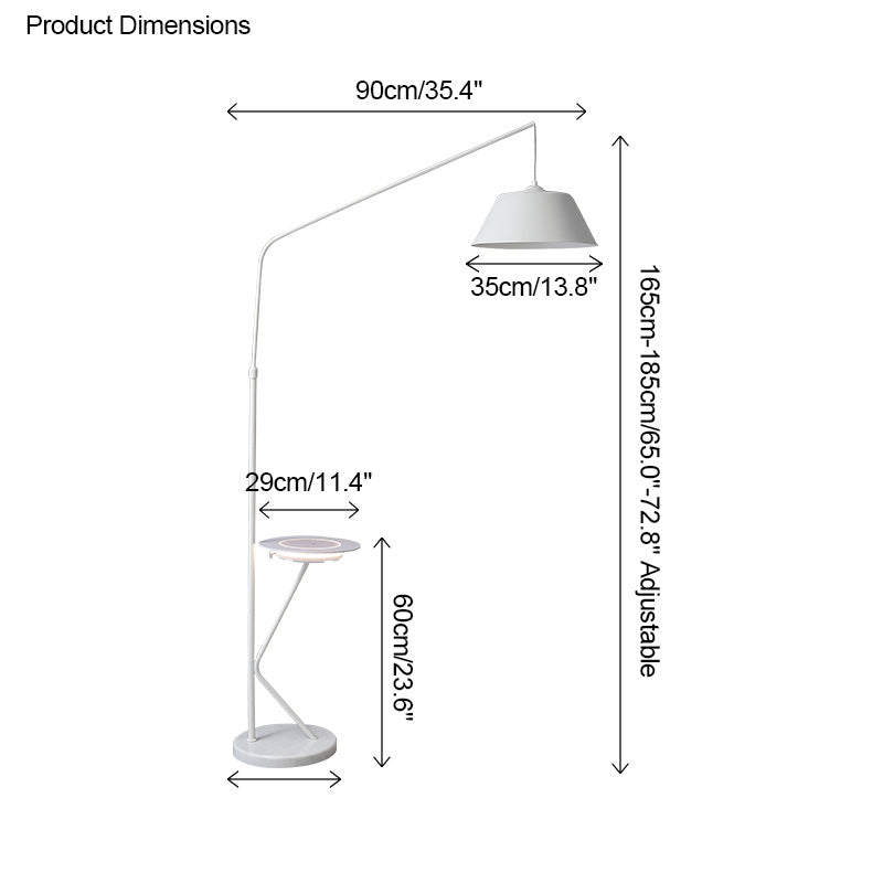 Lámpara de pie colgante regulable con bandeja de carga