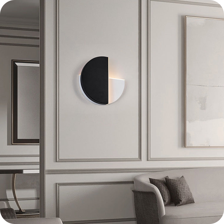 Adjustable Black & White Round Disc Wall Lamps