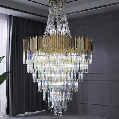 Tiered Gold Crystal Chandelier