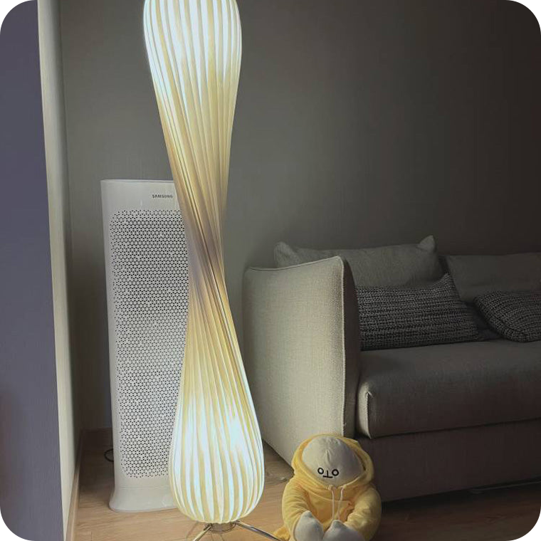 Twisted Tower Wood Floor Lamp