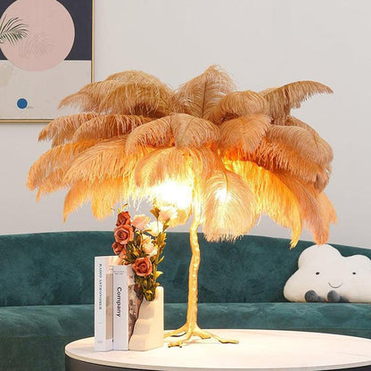 Feather Palm Tree Table Lamp