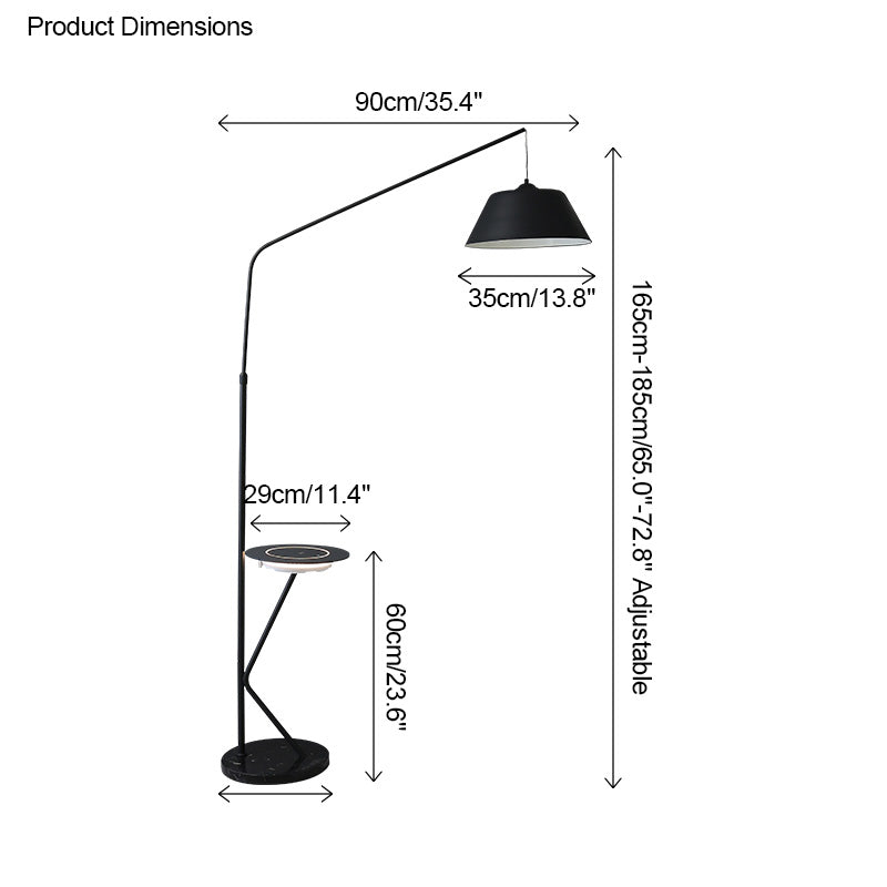 Lámpara de pie colgante regulable con bandeja de carga