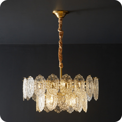 Tiered Textured Glass Chandelier