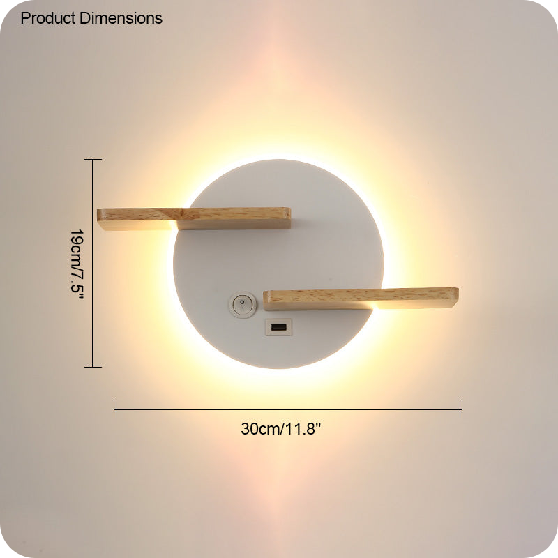 Round Accent Wall Sconce with Shelf, Switch and USB