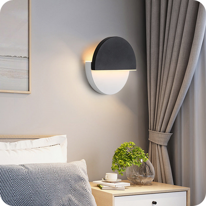 Adjustable Black & White Round Disc Wall Lamps