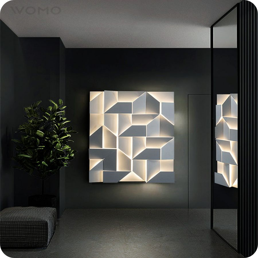 Rectangular Sculptural Art Wall Sconce