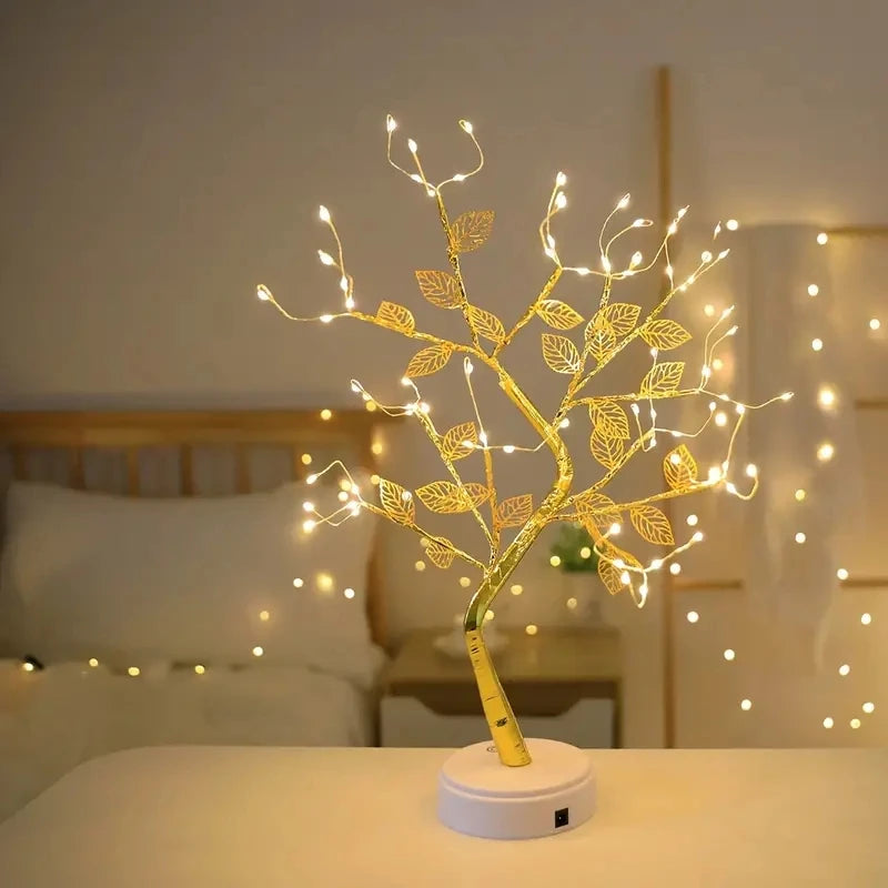 Lámpara LED de árbol con destellos navideños encantados