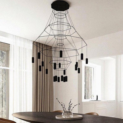 Wire Tiered Sculptural Chandelier