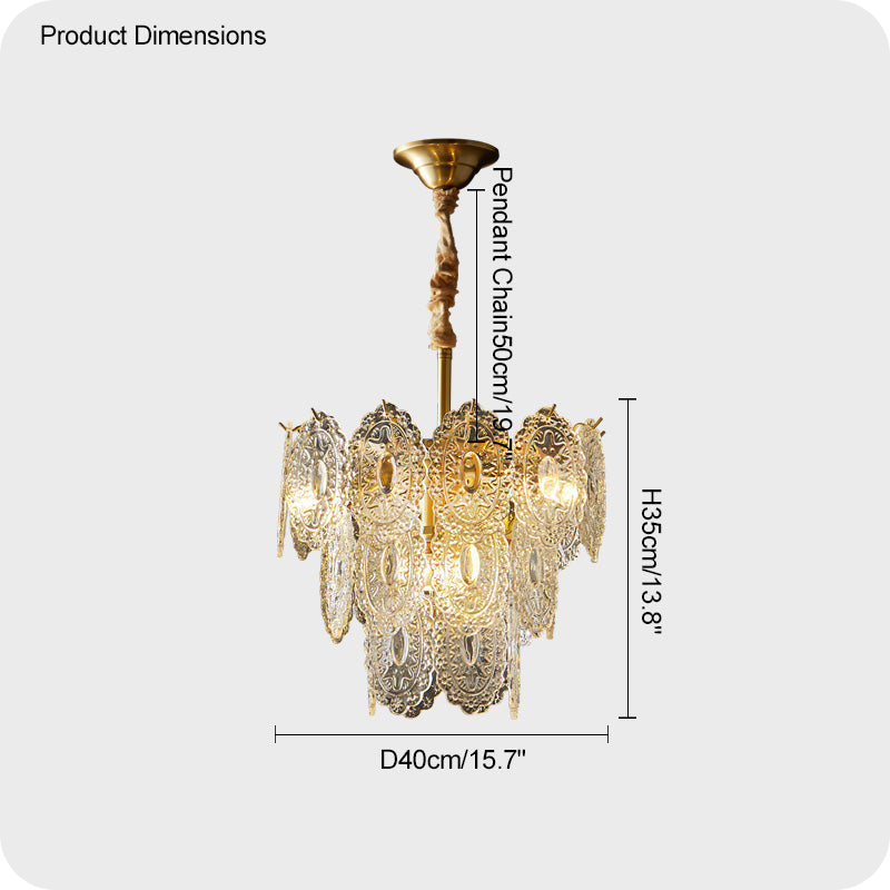 Tiered Textured Glass Chandelier