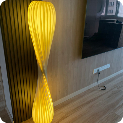 Twisted Tower Wood Floor Lamp