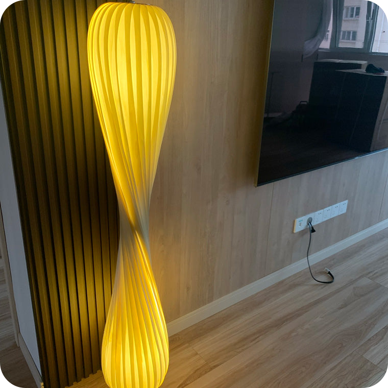 Twisted Tower Wood Floor Lamp