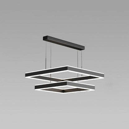 Tiered Black Square Chandelier