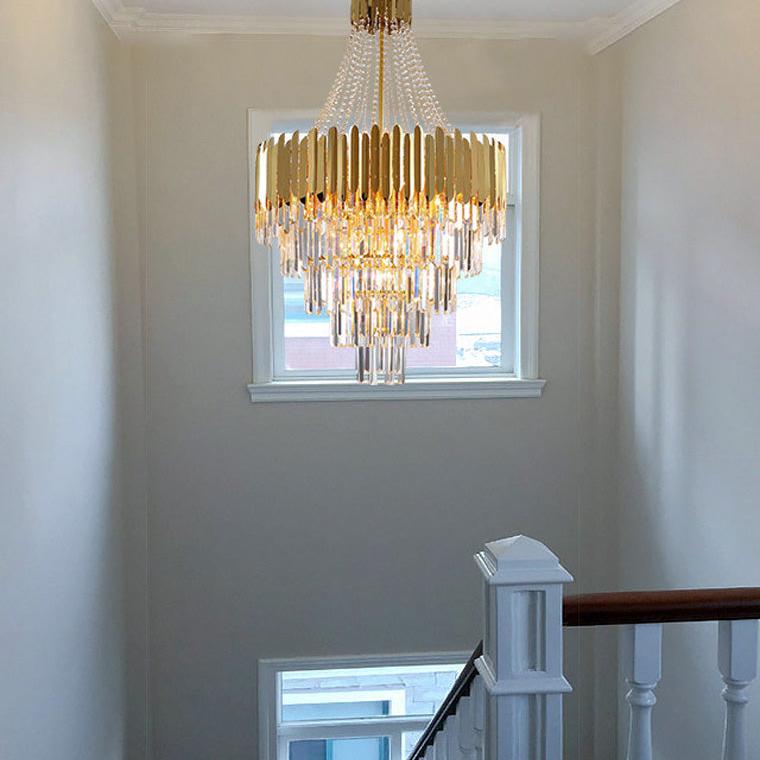 Tiered Gold Crystal Chandelier