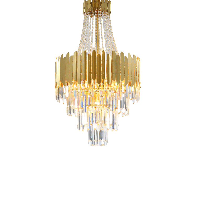 Tiered Gold Crystal Chandelier