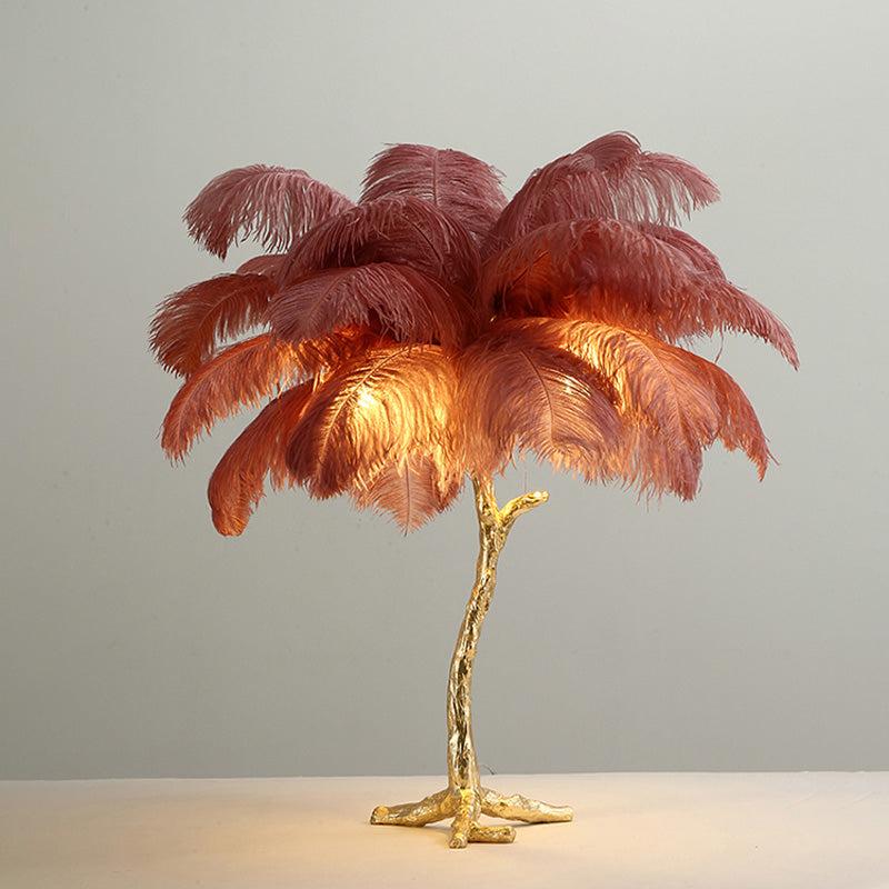 Feather Palm Tree Table Lamp