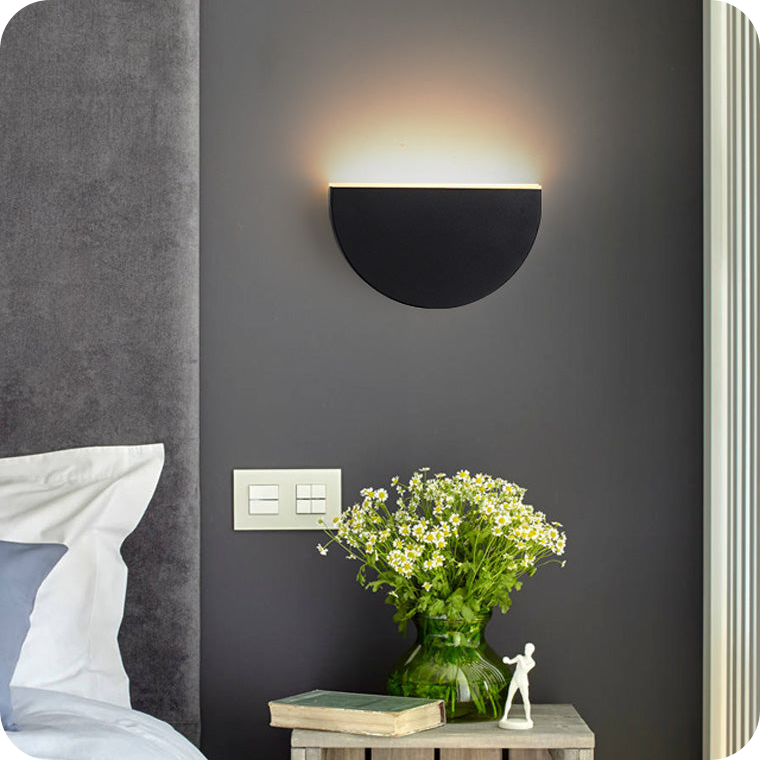 Adjustable Black & White Round Disc Wall Lamps