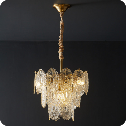 Tiered Textured Glass Chandelier