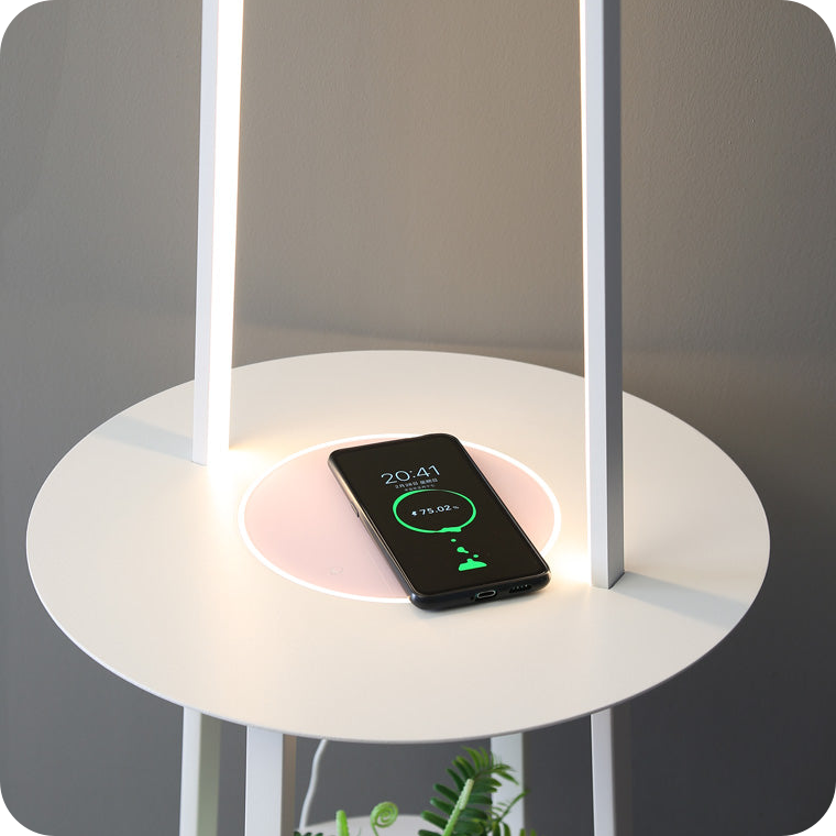 Dimmable Floor Lamp with Charging Table