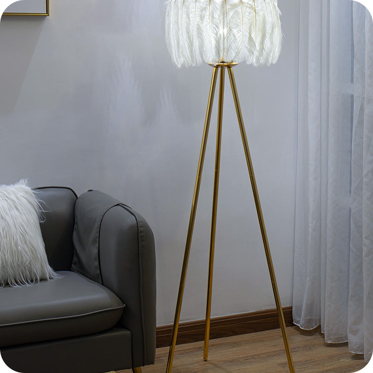 Tripod Feather Floor Lamp