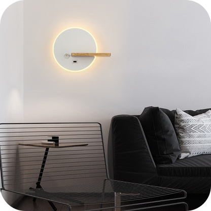 Round Accent Wall Sconce with Shelf, Switch and USB