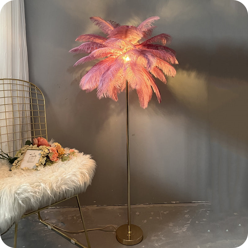 Feather Palm Tree Floor Lamp with Tray